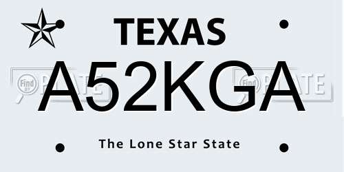 A52KGA Texas License Plate