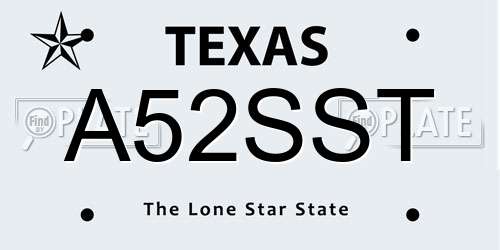 A52SST Texas License Plate