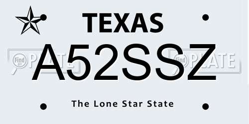 A52SSZ Texas License Plate