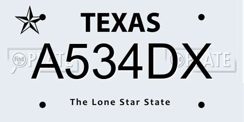 A534DX Texas License Plate