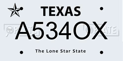 A534OX Texas License Plate