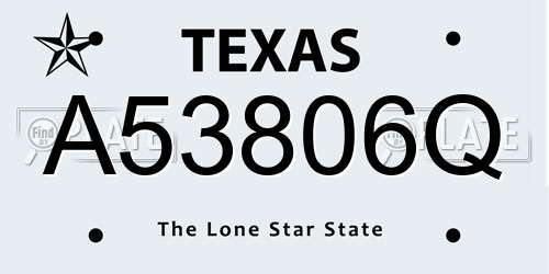 A53806Q Texas License Plate
