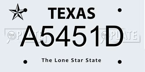 A5451D Texas License Plate