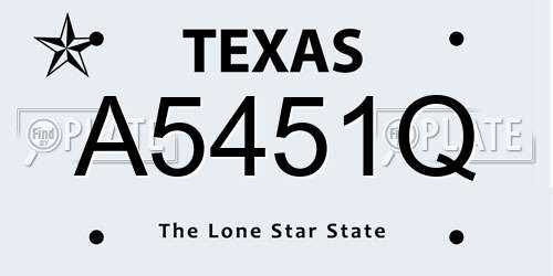 A5451Q Texas License Plate