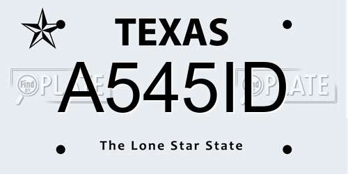 A545ID Texas License Plate