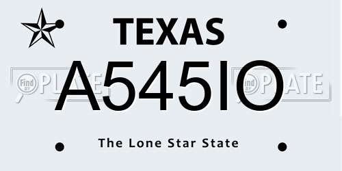 A545IO Texas License Plate