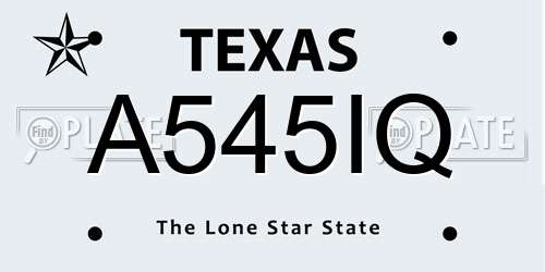 A545IQ Texas License Plate