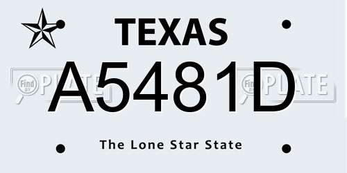 A5481D Texas License Plate