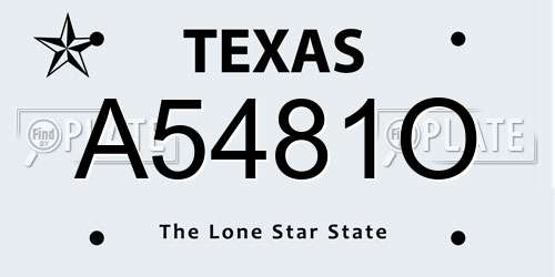 A5481O Texas License Plate