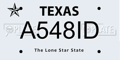 A548ID Texas License Plate