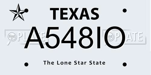 A548IO Texas License Plate