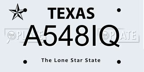 A548IQ Texas License Plate