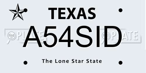 A54SID Texas License Plate
