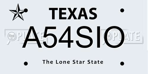 A54SIO Texas License Plate