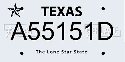 A55151D Texas License Plate