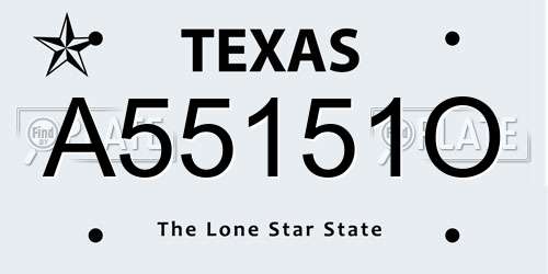 A55151O Texas License Plate