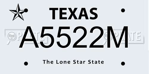 A5522M Texas License Plate