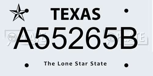 A55265B Texas License Plate