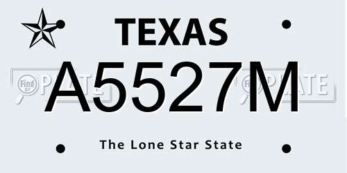 A5527M Texas License Plate