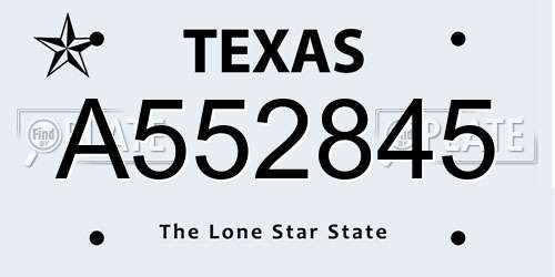 A552845 Texas License Plate
