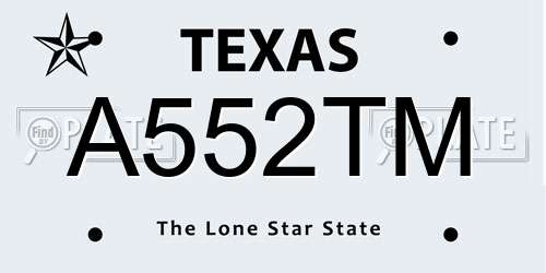 A552TM Texas License Plate