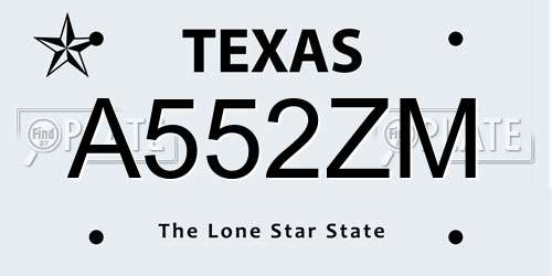 A552ZM Texas License Plate