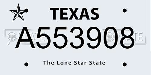A553908 Texas License Plate