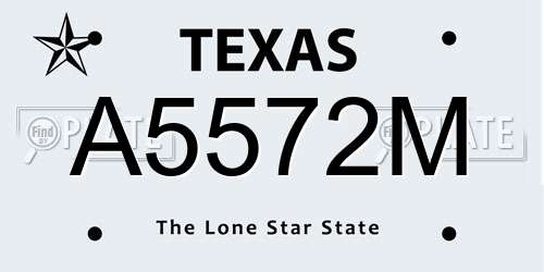 A5572M Texas License Plate
