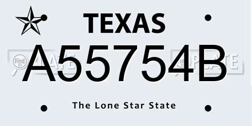 A55754B Texas License Plate
