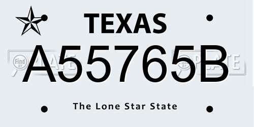 A55765B Texas License Plate