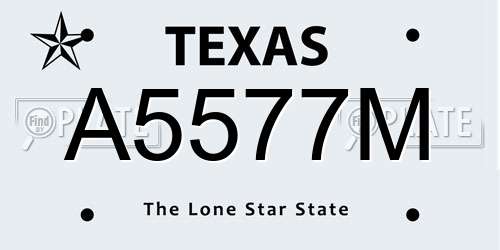 A5577M Texas License Plate