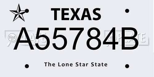 A55784B Texas License Plate