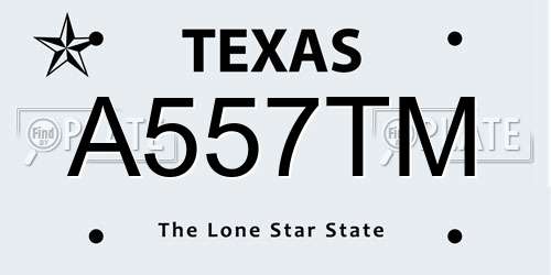 A557TM Texas License Plate
