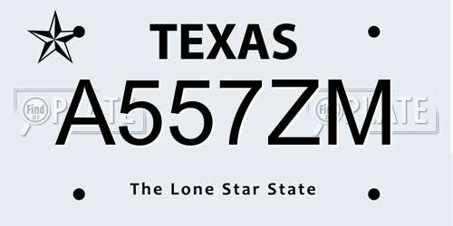 A557ZM Texas License Plate