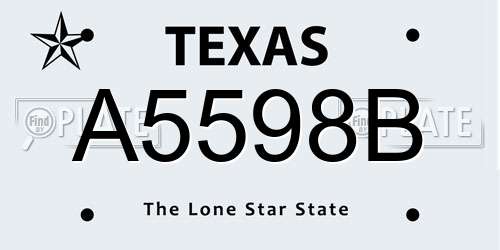 A5598B Texas License Plate