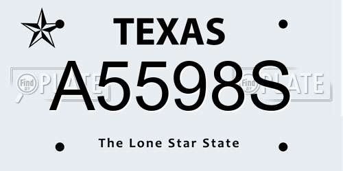 A5598S Texas License Plate