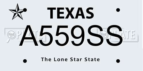 A559SS Texas License Plate