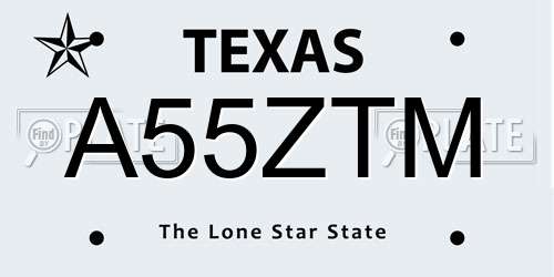 A55ZTM Texas License Plate