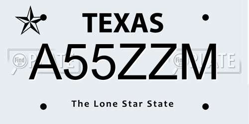 A55ZZM Texas License Plate