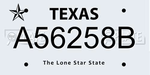 A56258B Texas License Plate