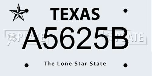 A5625B Texas License Plate