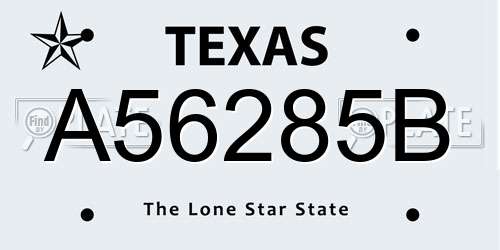 A56285B Texas License Plate