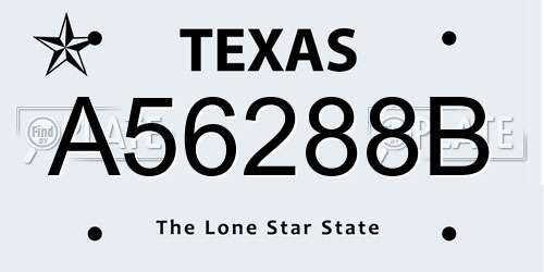 A56288B Texas License Plate