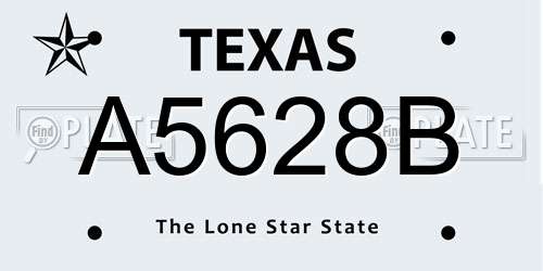 A5628B Texas License Plate