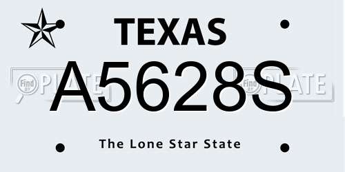 A5628S Texas License Plate