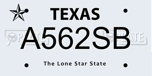 A562SB Texas License Plate
