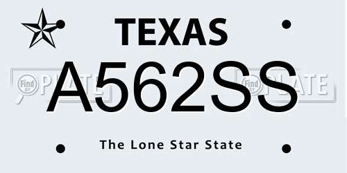 A562SS Texas License Plate