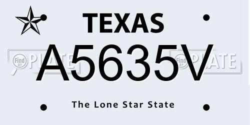 A5635V Texas License Plate