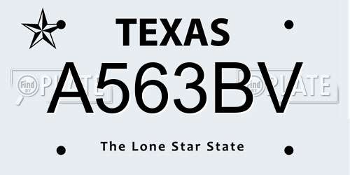 A563BV Texas License Plate