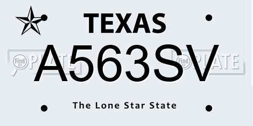 A563SV Texas License Plate